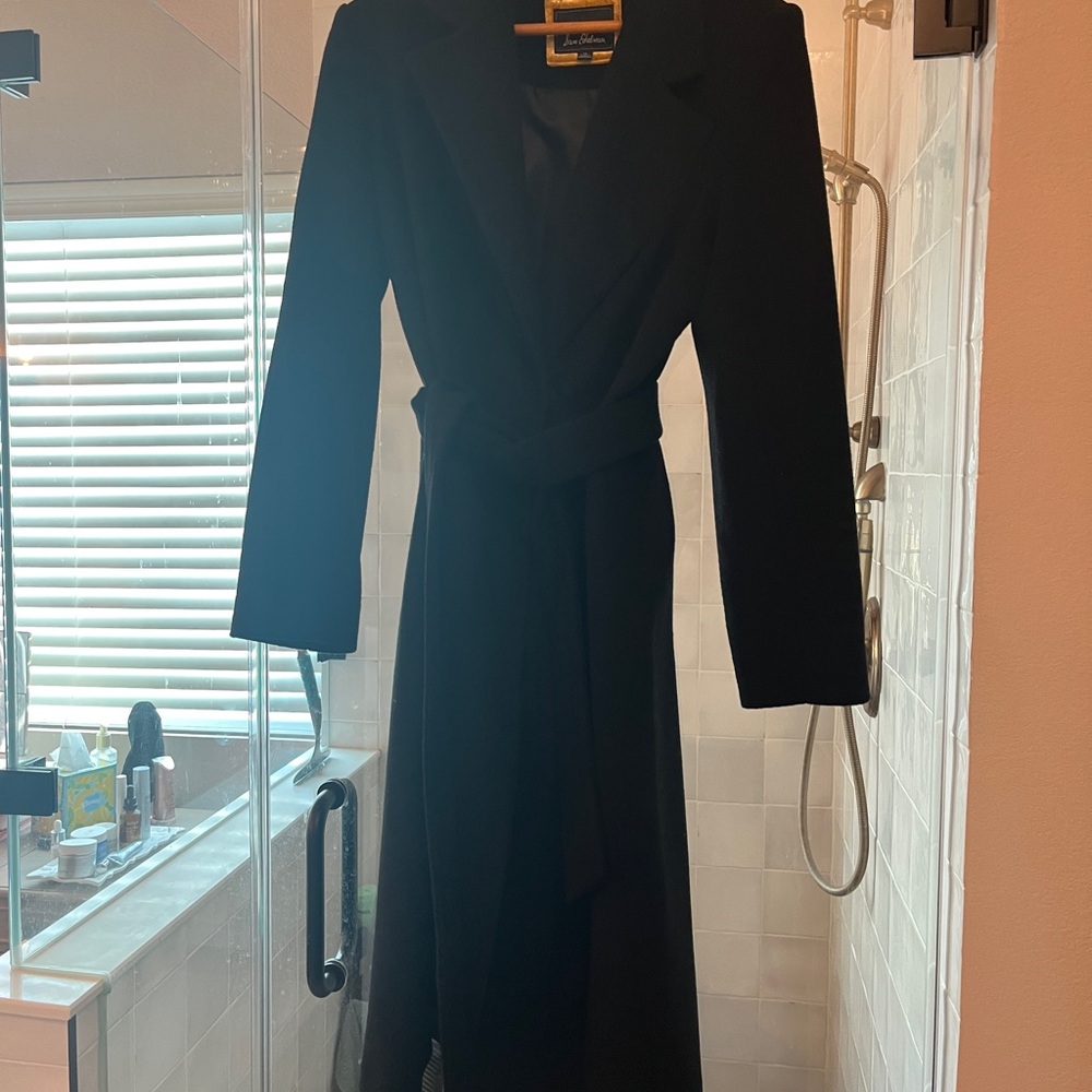 Sam Edelman Black Long Coat with Tie.  Very gently used, worn once.